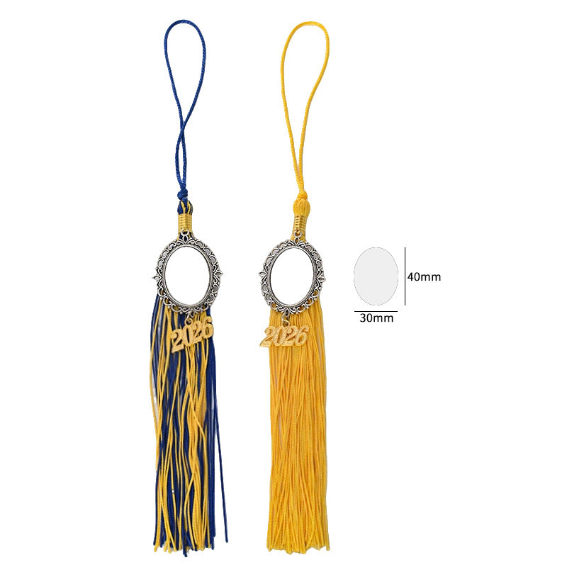 Sublimation Graduation Tassel Keychain - Metal Cap Photo Pendant Blank