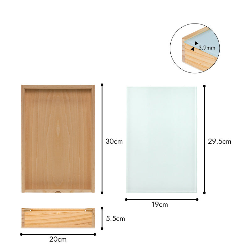 Large glass-top wooden box dimensions