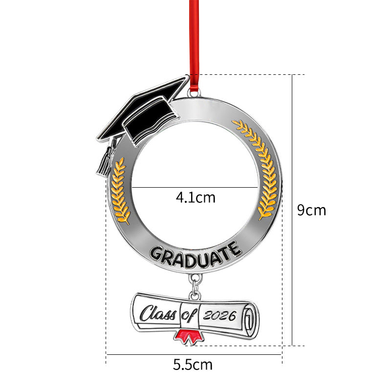 Sublimation Graduation Cap Metal Ornament - Custom Double-Sided Logo