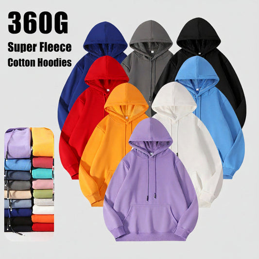 360GSM Premium Heavyweight Cotton Hoodie - High-Quality Streetwear Blank (M-5XL)