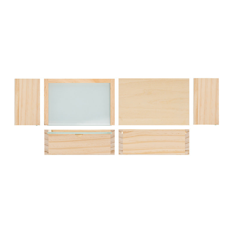 Wooden box components laid out