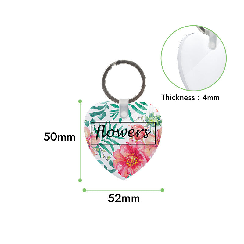Heart-shaped acrylic sublimation keychain example