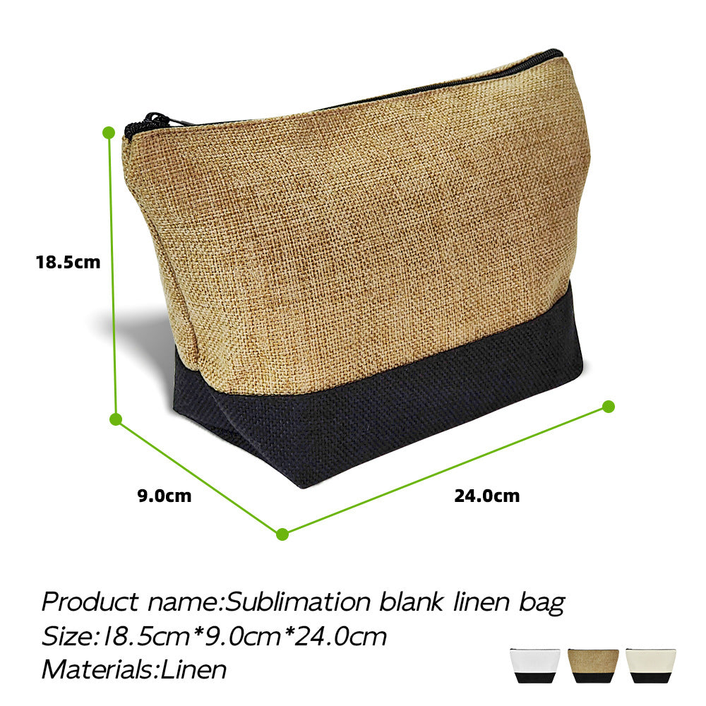 Sublimation  Blank  Linen double color  cosmetic bag