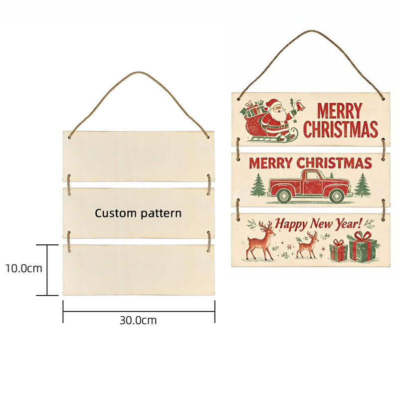 Sublimation Blank Wooden Door Hanger - 3-Tier Basswood Sign with Hemp Rope, DIY Double-Sided Printing