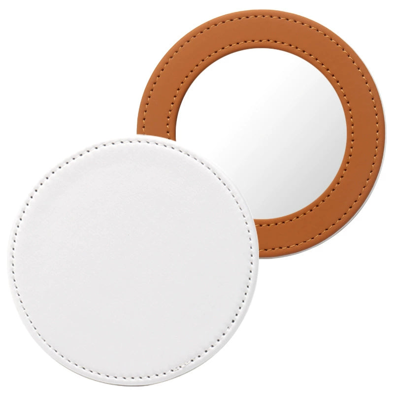 Brown custom sublimation round compact mirror