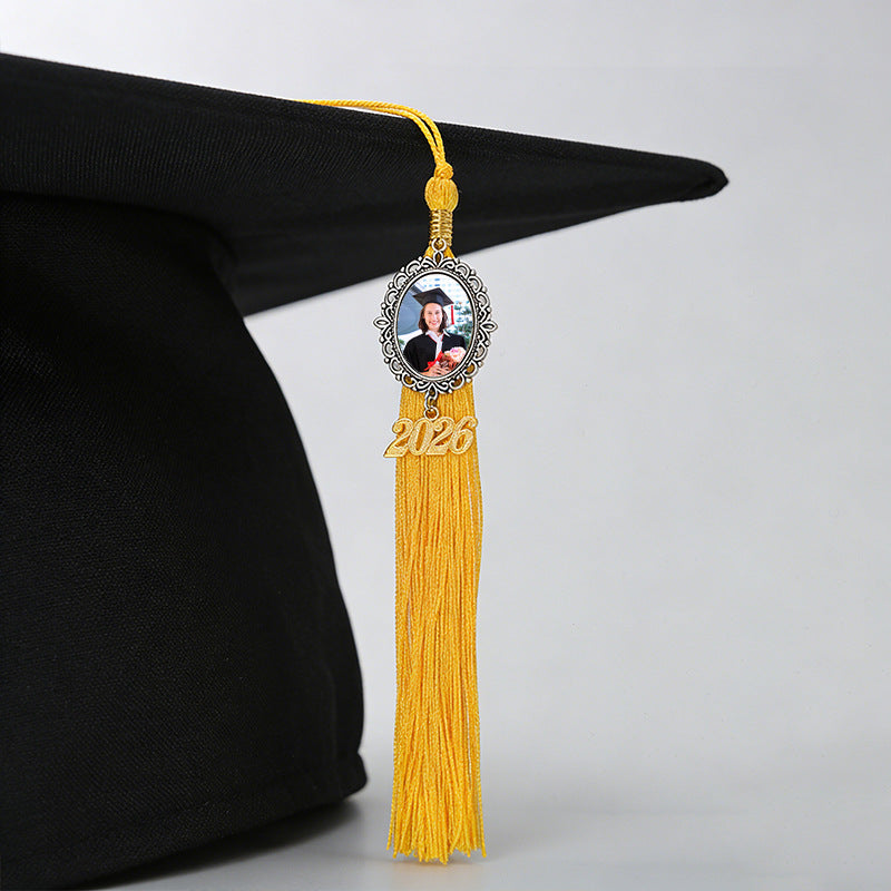 Sublimation Graduation Tassel Keychain - Metal Cap Photo Pendant Blank