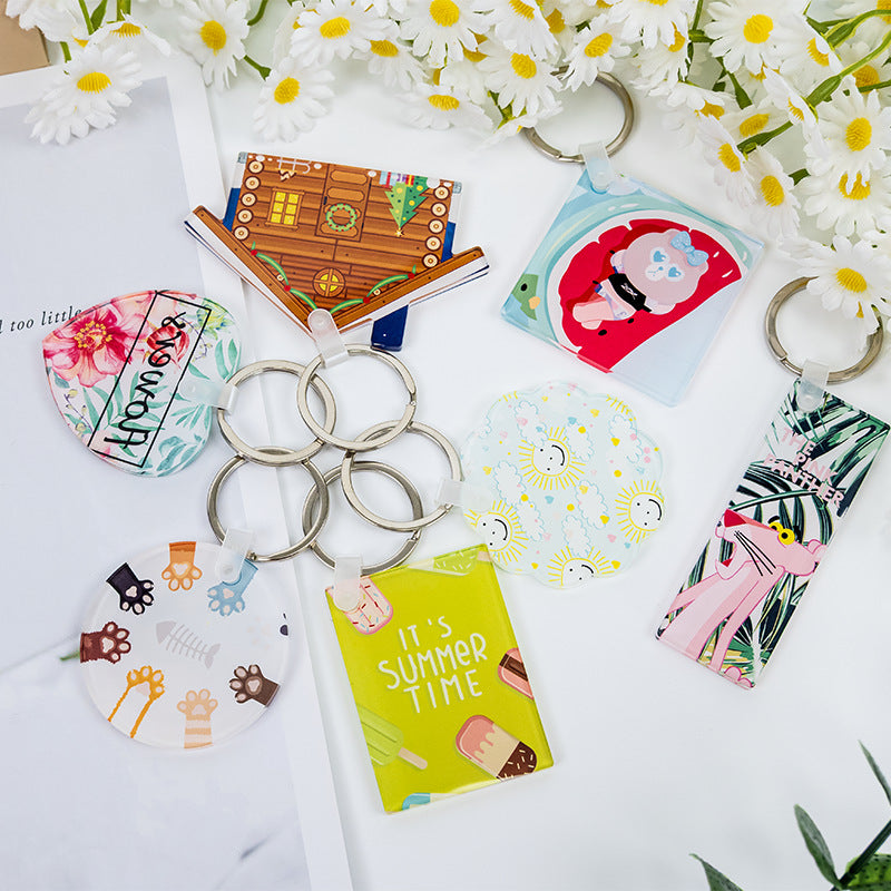 Acrylic sublimation keychains flat lay
