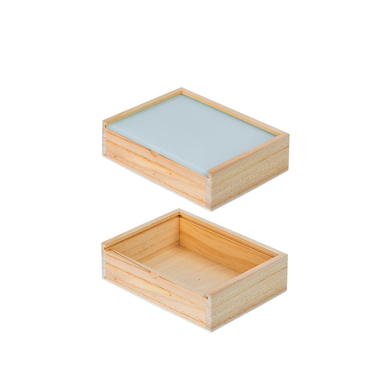 Natural wood box open and closed