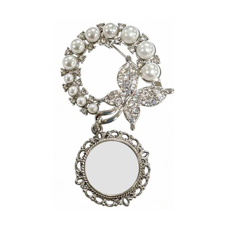 Sublimation blank Badge with pearl and diamond and insert in 2 color 2 shape