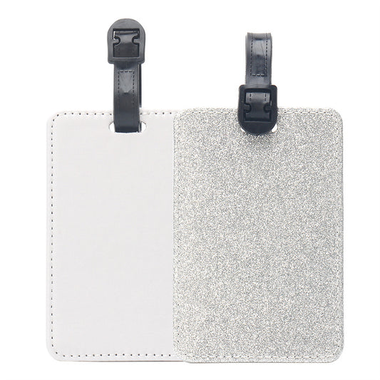 Sublimation Blank  PU Leather Luggage Tags, Heat Transfer Blank Glitter 6 colors Travel Bag ID Tags with Privacy Window & Strap for DIY Customization, Bulk Wholesale