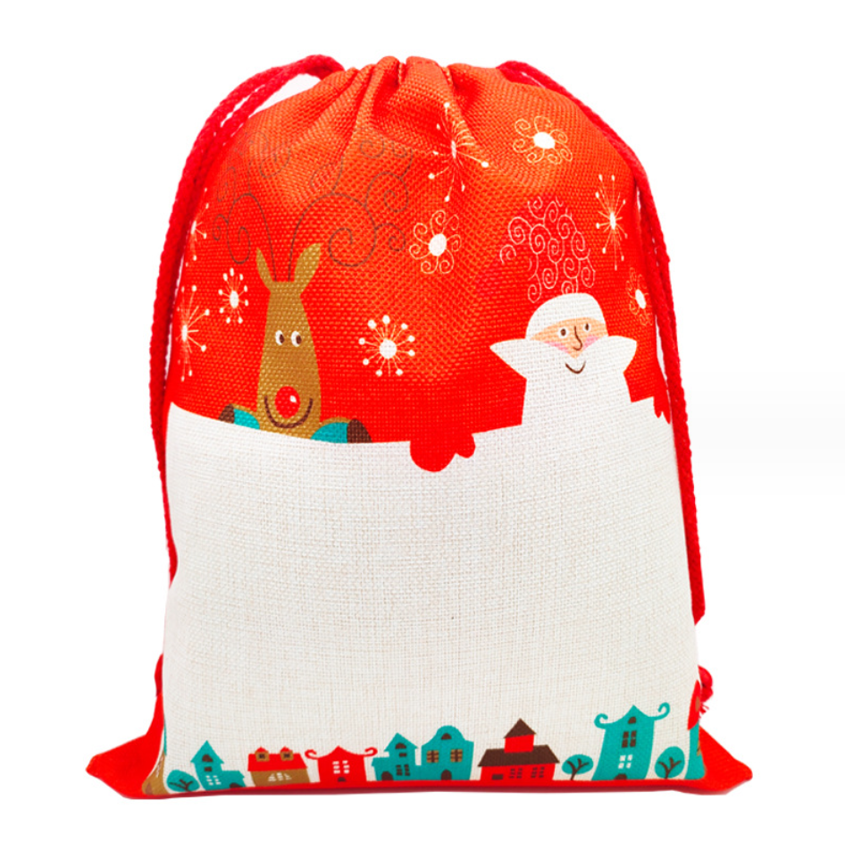 Sublimation Blanks Christmas Bags Blank Heat Transfer Christmas Jute Bags Double Sided Printing