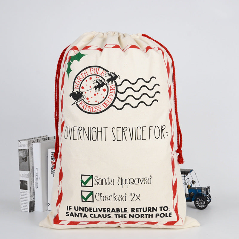 Printed Santa Sacks Big 50x70cm cotton thick material