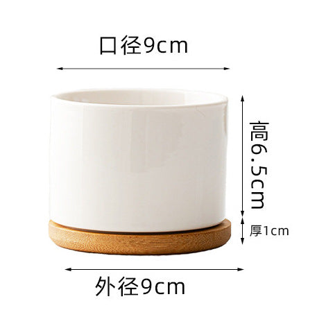 Sublimation blank Ceramic Plant Pot include bamoo base