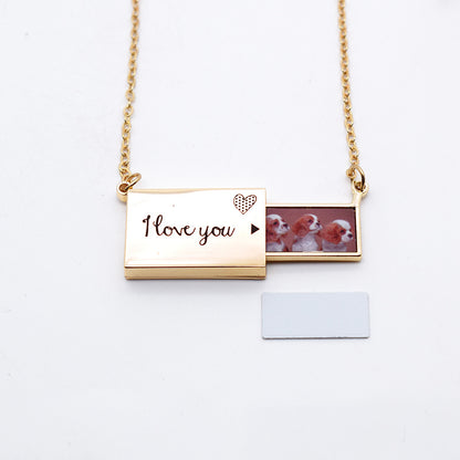 Stainless Steel Sublimation Blank Pullout Photo 2x1.5cm Envelope Locket Pendant  Necklace