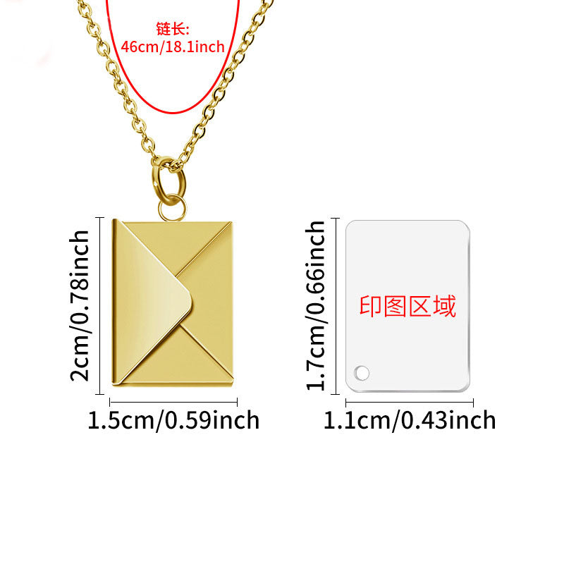 2025 New Sublimation Blank envelope necklace in 3 colors with insert