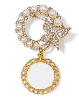 Sublimation blank Badge with pearl and diamond and insert in 2 color 2 shape