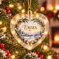 Personalized heart LED Christmas ornament printed example