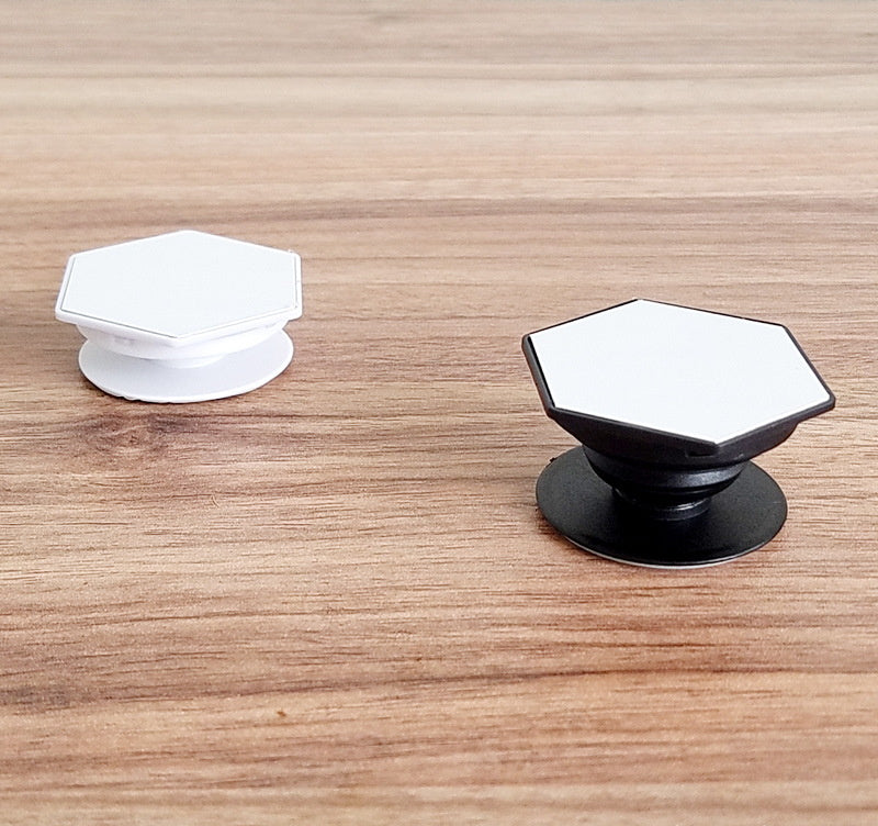 Hexagon sublimation blank phone stand - black and white options