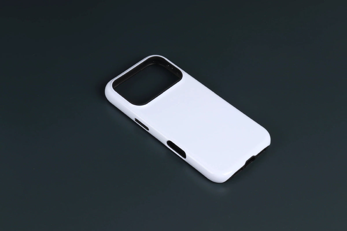 Blank white sublimation 2-in-1 phone case, back view
