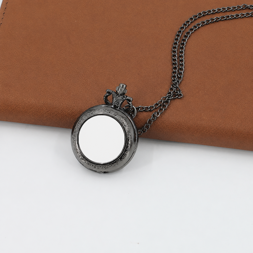 Black vintage pocket watch necklace product detail