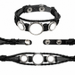 Sublimation blank rope-loop bezel leather cord bracelet in silver, three views