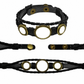 Sublimation blank rope-loop bezel leather cord bracelet in bronze, three views