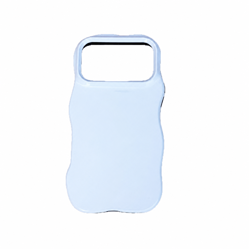 Blank 3D wavy two-in-one sublimation film phone case, glossy white, single case view