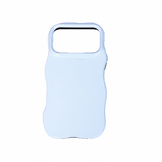 Blank 3D wavy two-in-one sublimation film phone case, glossy white, single case view