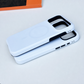Two blank white magnetic phone cases stacked