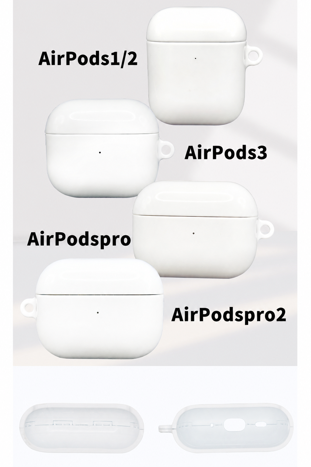 Blank AirPods case shells for each model - AirPods 1/2, 3, Pro and Pro 2