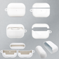 Blank AirPods case shells shown from the front and back, upper and lower pieces