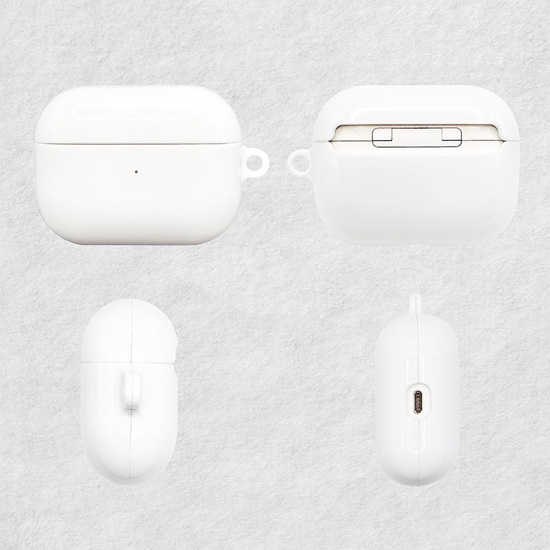 Blank white AirPods case film shell set - closed case, open case and loose shells