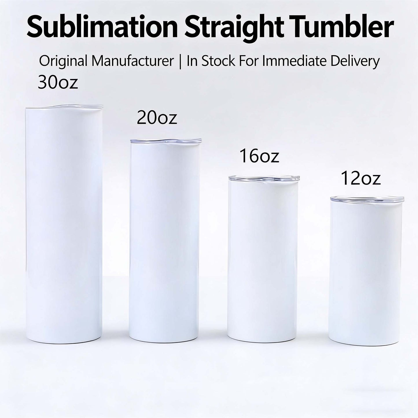 Bulk Sublimation Straight Tumblers with Lids and Straws, Professional Grade White Blanks for Sublimation, 12/16/20/30 oz Stainless Steel Travel Mug Factory Direct sell by box,for wholesaler only