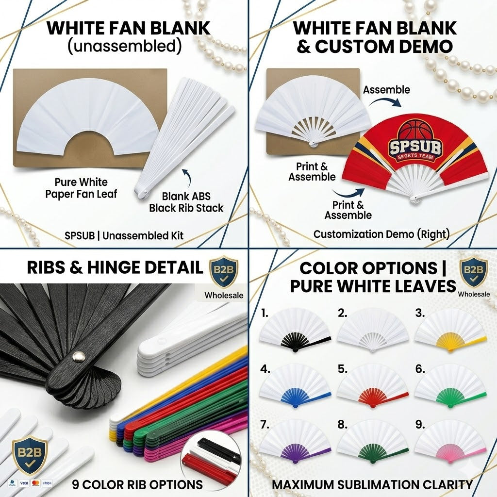Bulk in stock Sublimation Foldable plastic clack fans  in 9 colors sticks Fast Shipping Worldwide