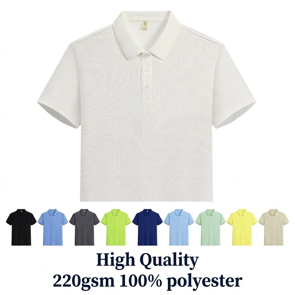 High  Quality 220gsm cool feeling Sublimation White Blank Polo Shirt 100% Polyester UniSex whosale