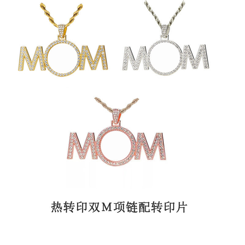 Sublimation Blank Mom Words necklace with alu insert in 3 colors
