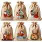 linen/cotton color Printed santa sacks in small 2 sizes 6 designs