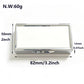 Size chart of the blank metal pill box: 82 mm by 50 mm by 12 mm, net weight 60 g