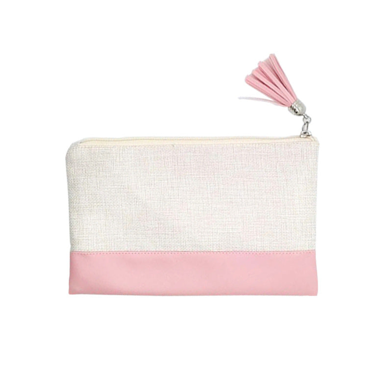 Sublimation Blank 2 tone cosmetic bag linen/pu leather