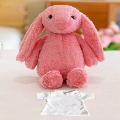 Sublimation Blank Easter Bunny Plush with Removable T-Shirt, 12" Long Ear Rabbit Stuffed Animal, DIY Heat Transfer Bunny Toy for Easter Gifts
