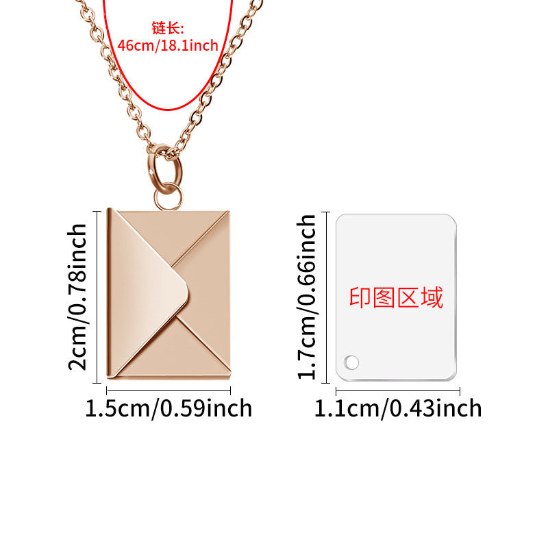 2025 New Sublimation Blank envelope necklace in 3 colors with insert