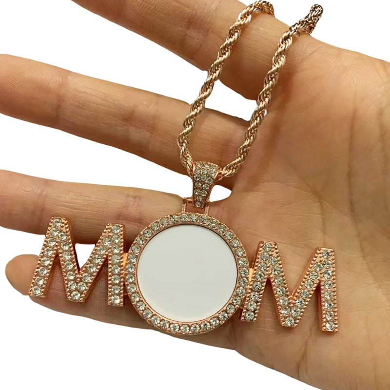 Sublimation Blank Mom Words necklace with alu insert in 3 colors