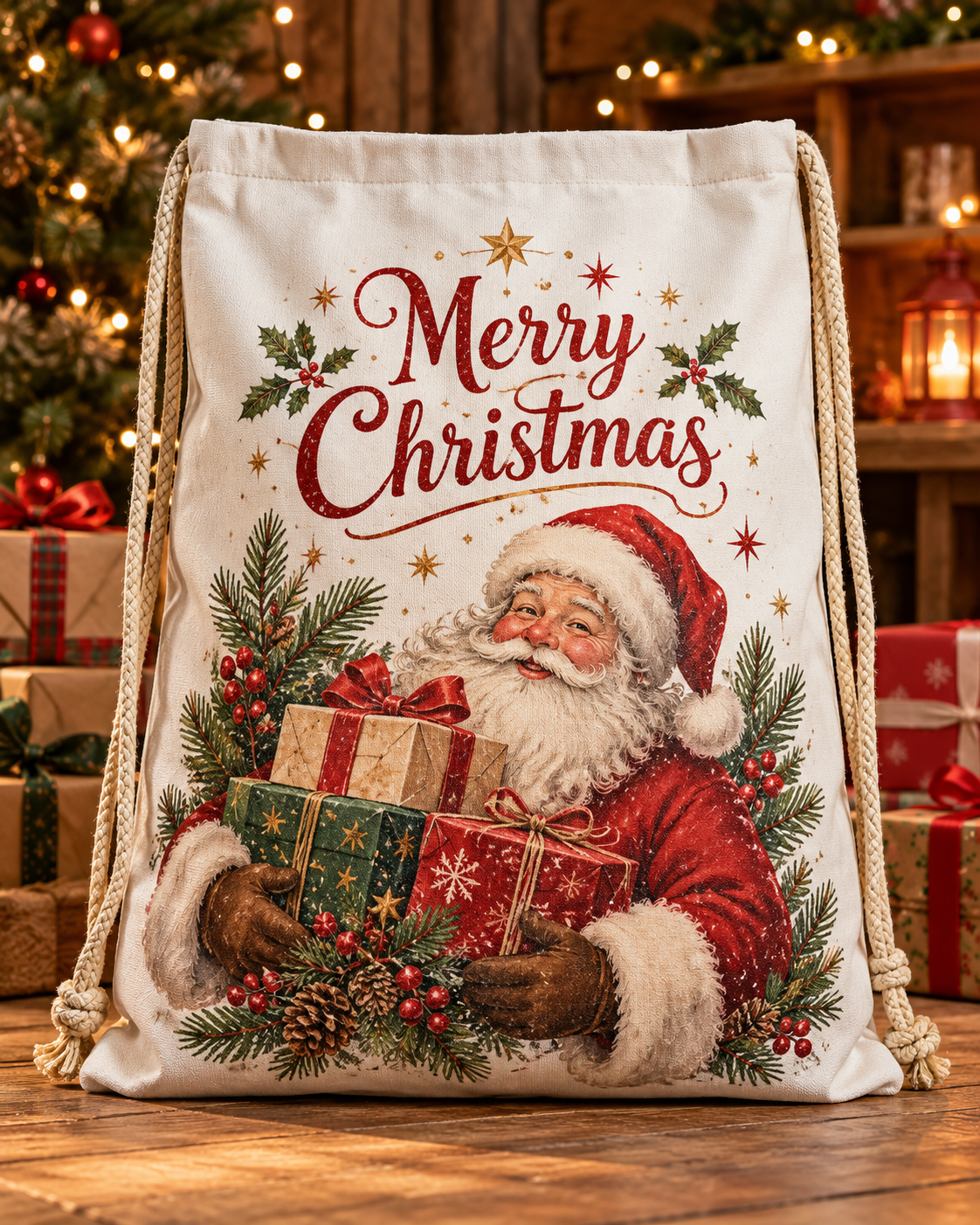 50 × 70 cm Polyester Canvas Santa Sack Blank for Sublimation