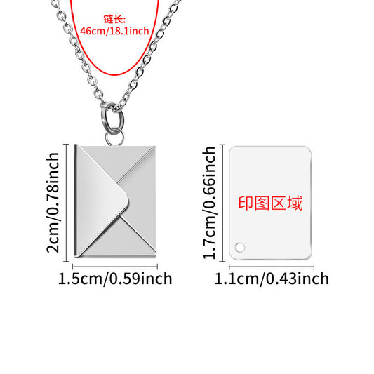 2025 New Sublimation Blank envelope necklace in 3 colors with insert