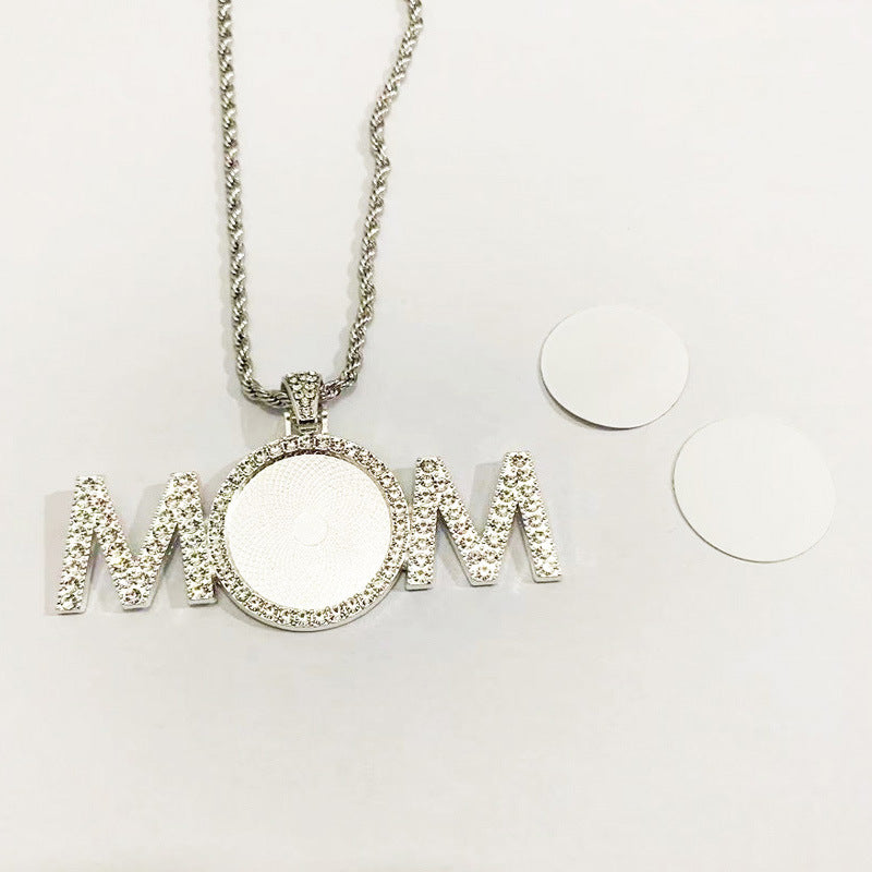 Sublimation Blank Mom Words necklace with alu insert in 3 colors