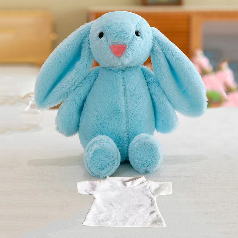 Sublimation Blank Easter Bunny Plush with Removable T-Shirt, 12" Long Ear Rabbit Stuffed Animal, DIY Heat Transfer Bunny Toy for Easter Gifts