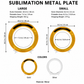 Sublimation metal plate size guide with printable areas and shipping weights