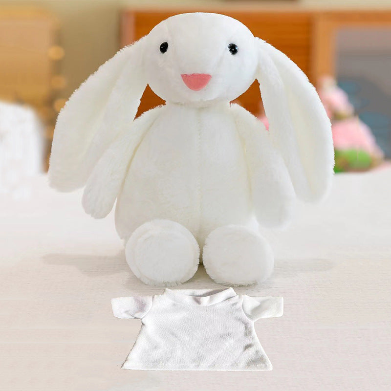 Sublimation Blank Easter Bunny Plush with Removable T-Shirt, 12" Long Ear Rabbit Stuffed Animal, DIY Heat Transfer Bunny Toy for Easter Gifts