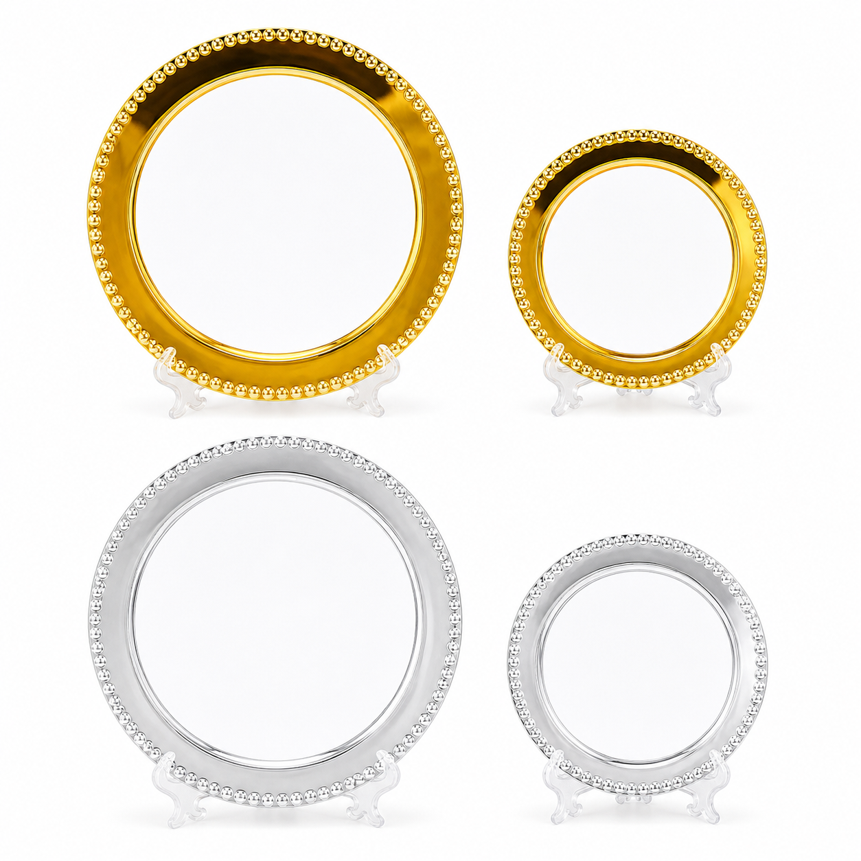 Wholesale sublimation round metal plates in gold and silver, large and small sizes
