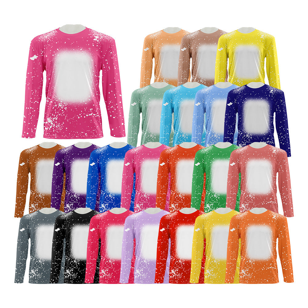 Sublimation Blank Printed Blank Tie Dyed 21 color long sleeved T-shirt 230g